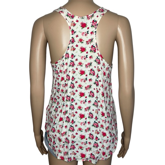 Divided by H&M White & Pink Floral Crewneck Sleeveless Racerback Tank Top - Picture 2 of 6